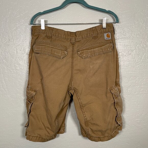 Carhartt Force Men 34 Tan Ripstop Cargo Shorts Relaxed Fit Cotton Workwear - Picture 7 of 12